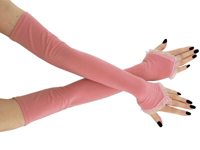 Dámské dlouhé společenské rukavice růžové 0025