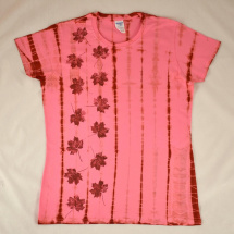 Růžovo-vínové dámské triko s listy L