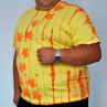 Žluto-oranžové batikované triko s listy 3XL