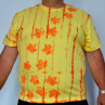 Žluto-oranžové batikované triko s listy 3XL