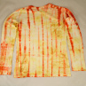 Žluto-oranžové batikované dámské triko s listy L