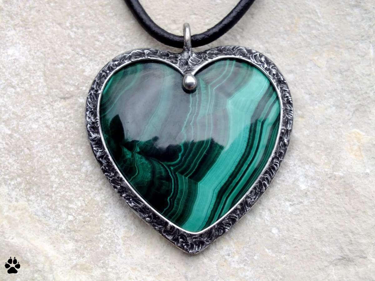 Malachitové srdíčko oboustranné