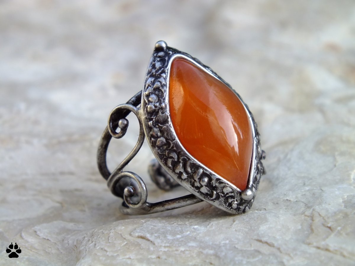 Maxi karneol - cínovaný prsten