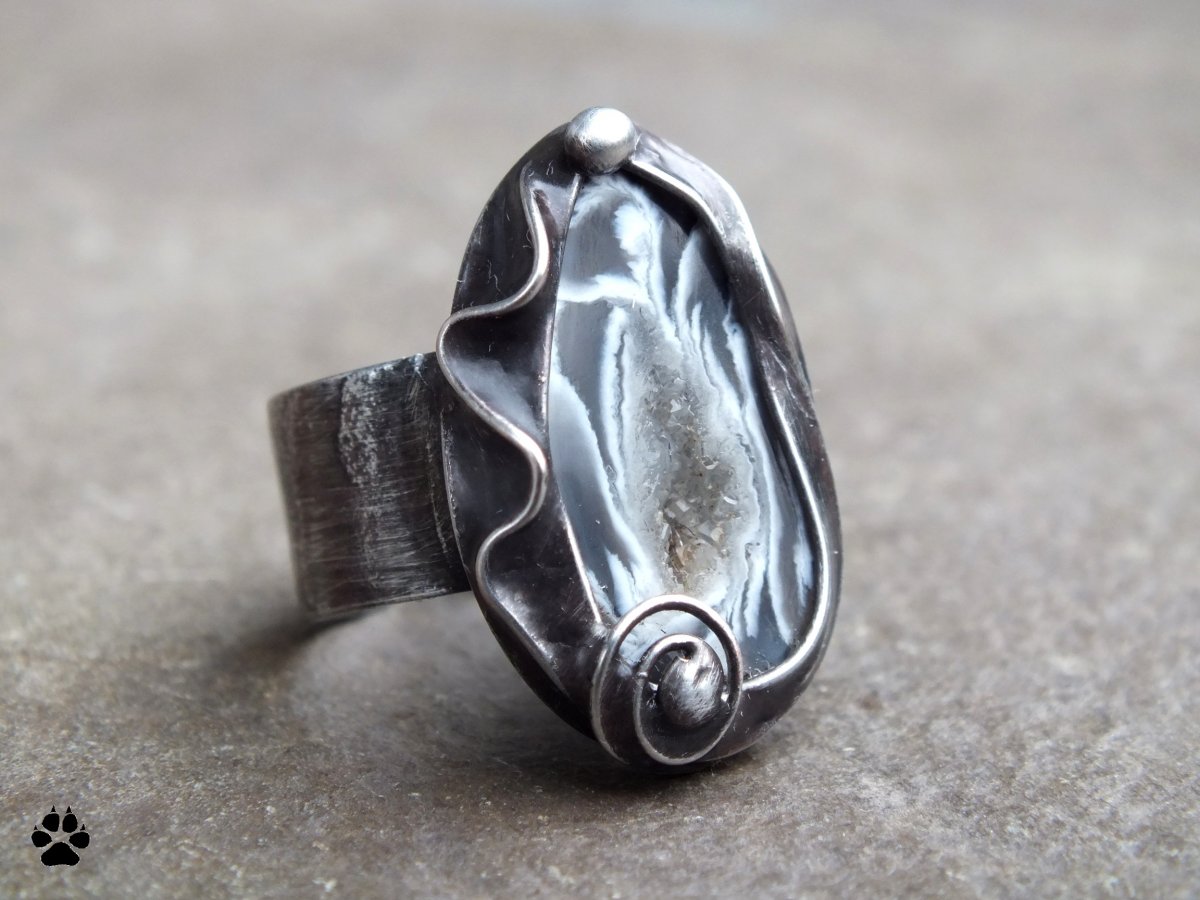 Jeskyňka - prsten s achátem 