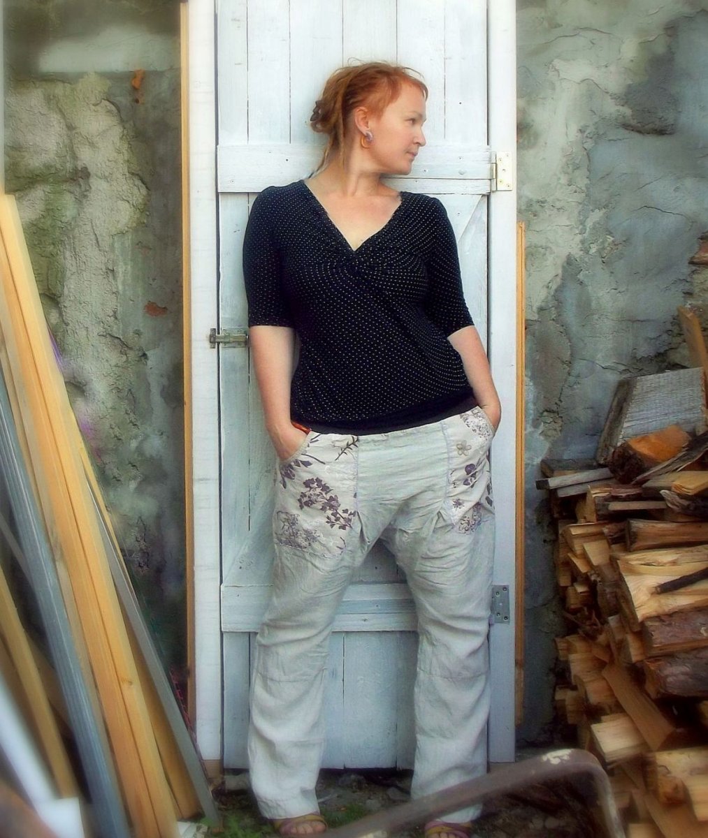 .."pohodářky" lněné.:-) ...nepodšité...XL/XXL