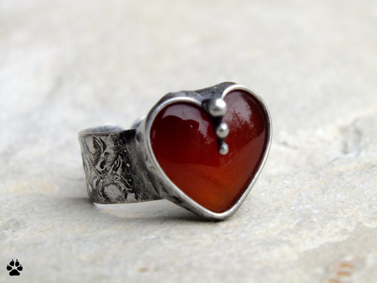 Karneolové srdíčko - prsten