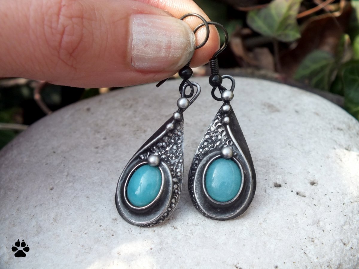 Amazonitky - náušnice z cínu