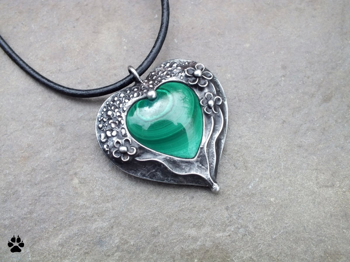 Malachitové srdíčko oboustranné