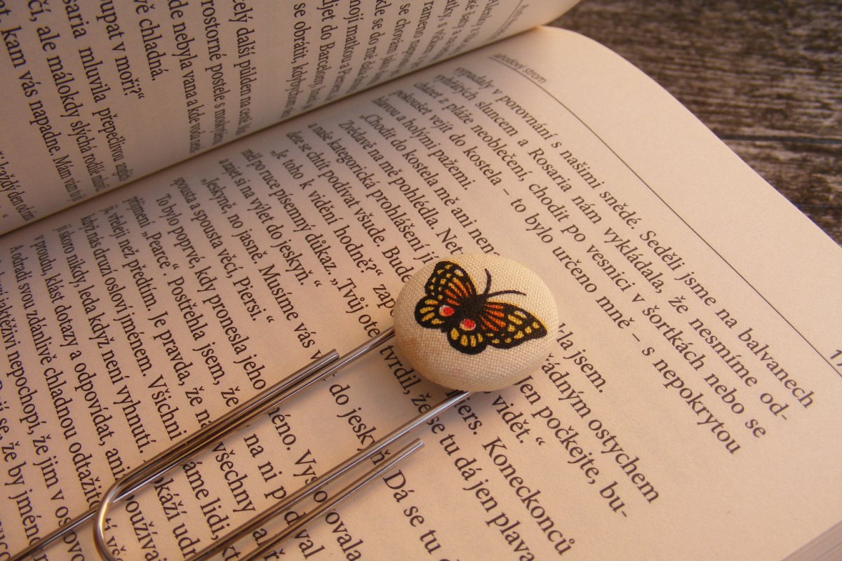 Záložka zasouvací - žlutý motýlek