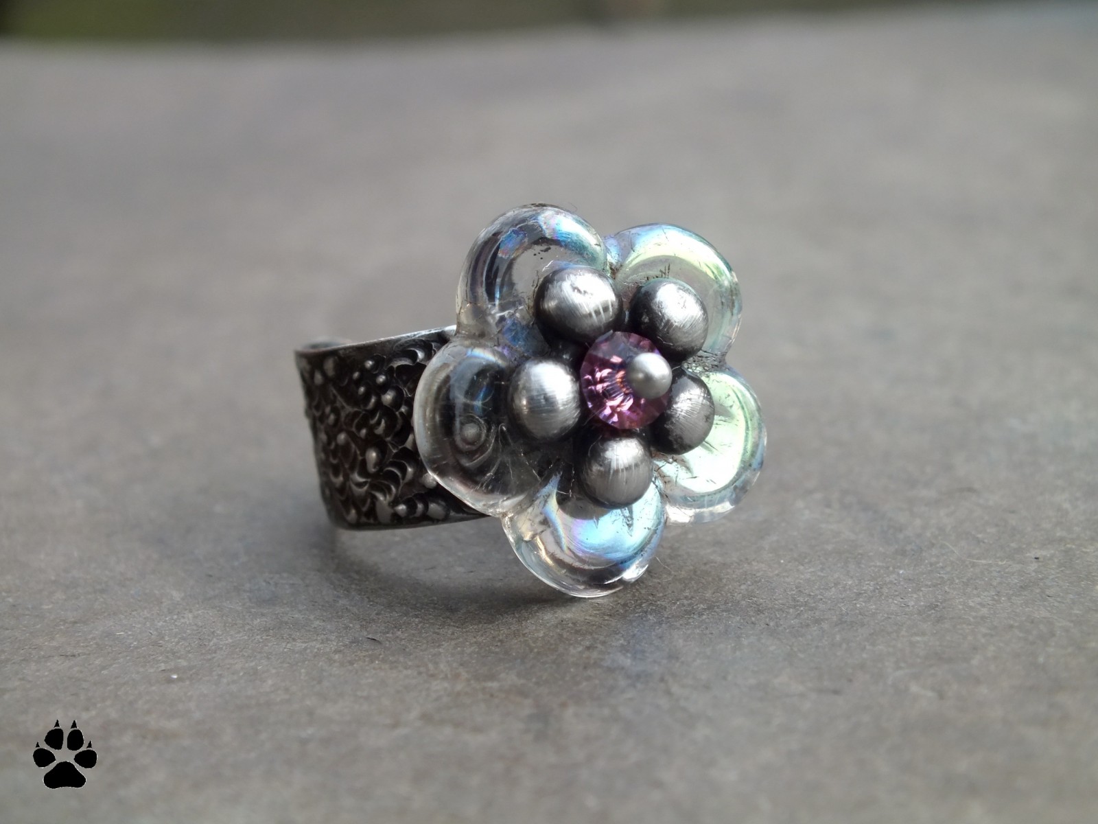 Květinový prstýnek - sklo