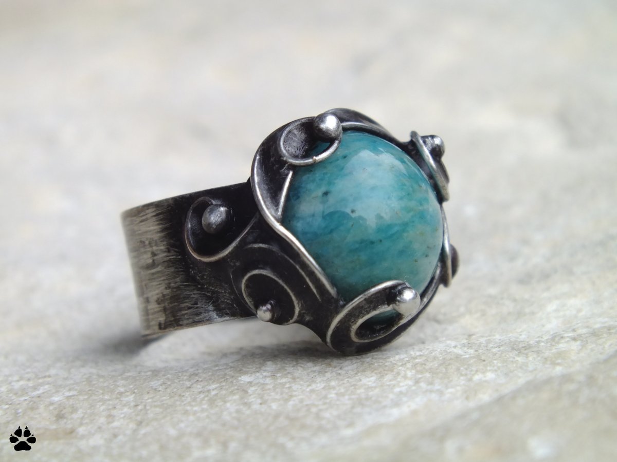 Azurová hora - prsten s amazonitem