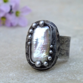Prsten s maxi říční perlou 