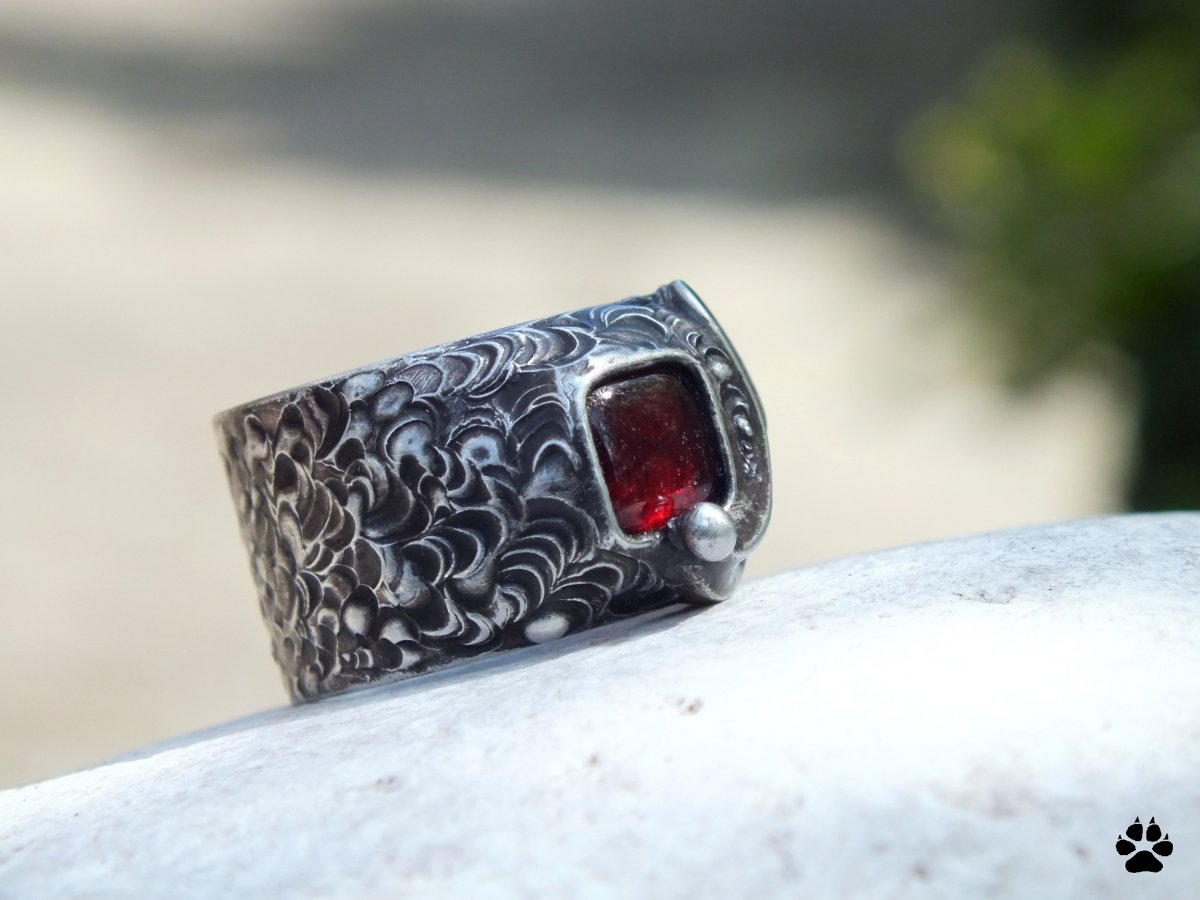 Andělské křídlo - prsten s granátem REZERVACE!!