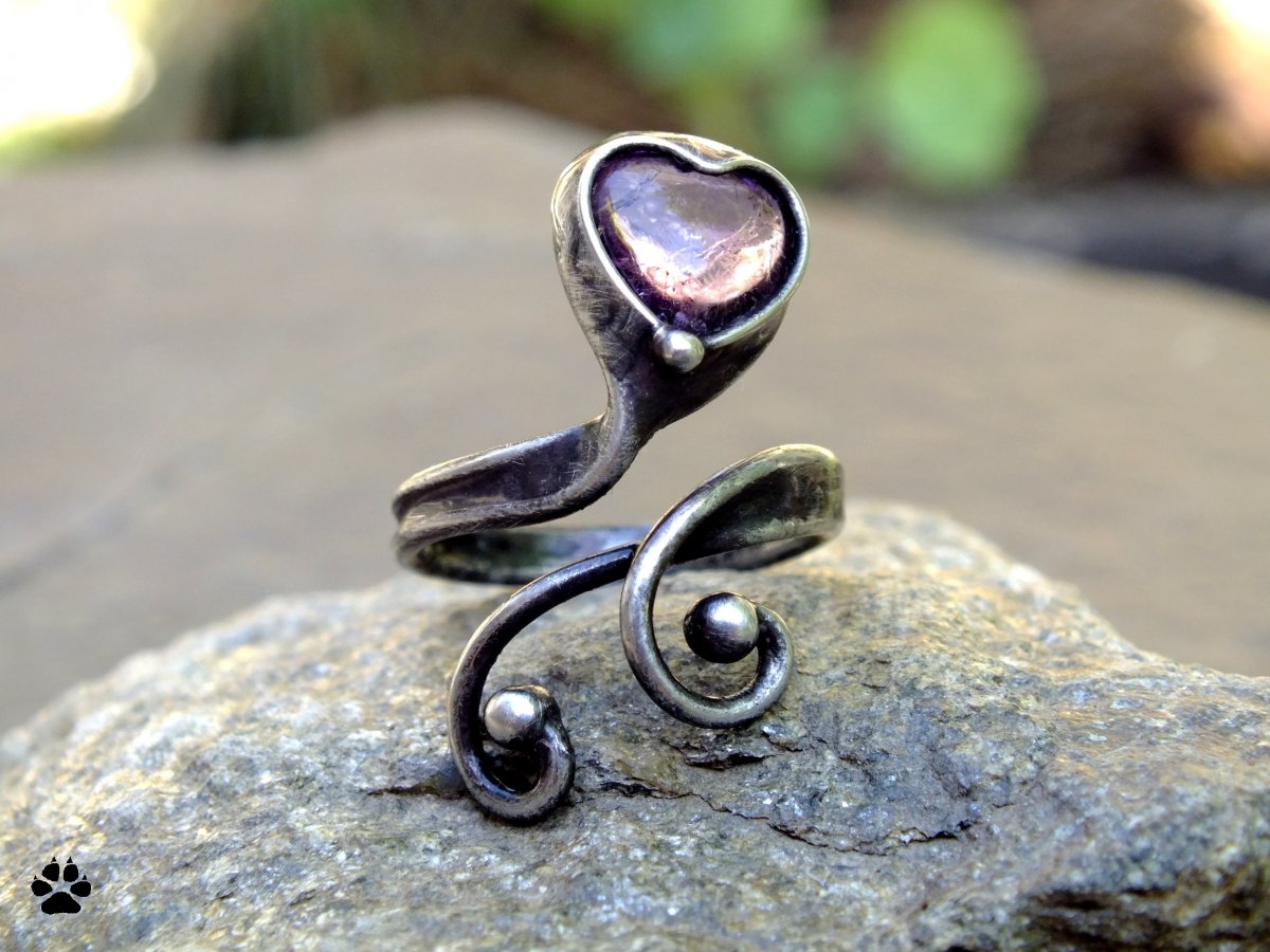 Ametystové srdíčko - prsten