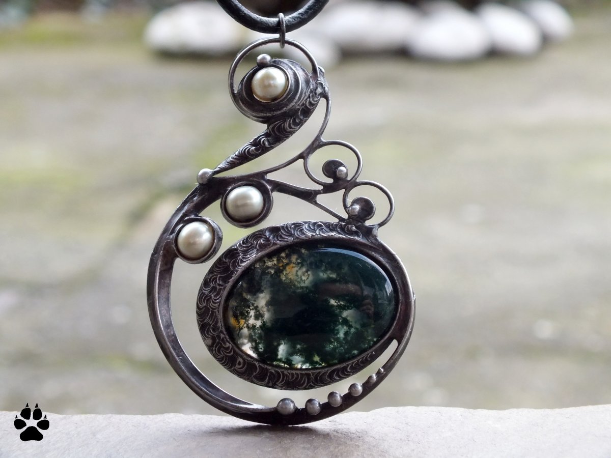 Perly v  mechu - achát mechový 