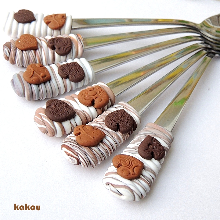 zamilované koktejlové fimo lžičky