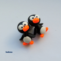 náušnice tučňáci - skrz ucho