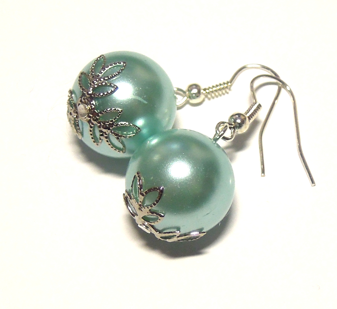 Perlové naušnice - tyrkys