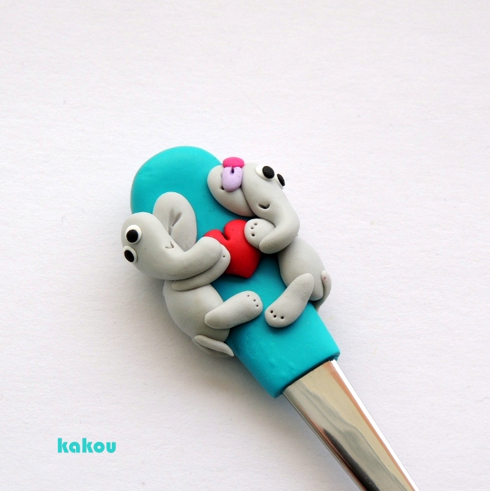 valentýnská koktejlová fimo lžička