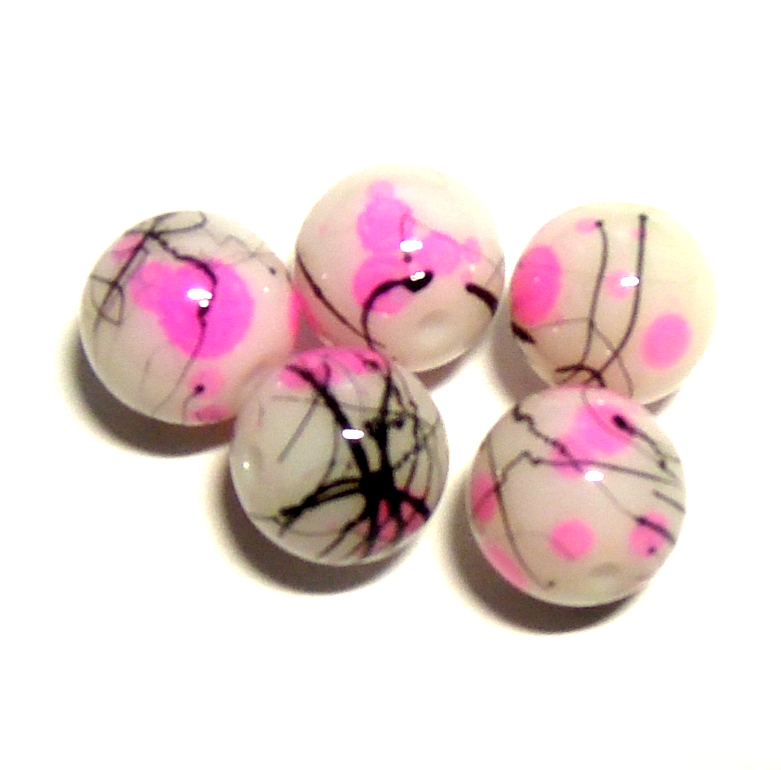 Skleněné malované - 10 mm - 7 ks