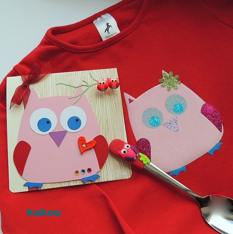 sada trička a lžičky - sovička
