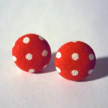 Náušnice: Puntíkaté buttonky červené