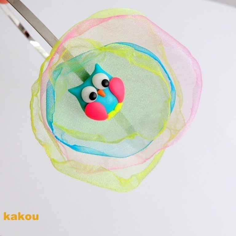 čelenka do vlasů s organzou - sovička