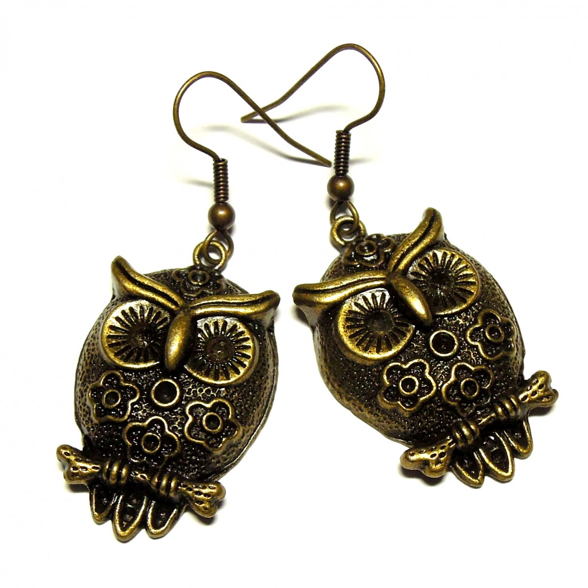 Sova s květy - starobronz