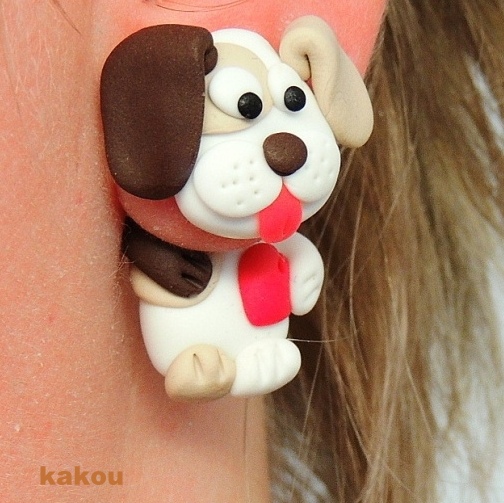 náušnice pejsci - skrz ucho