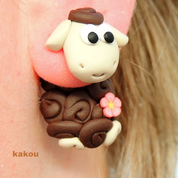 náušnice ovečky 2 - skrz ucho