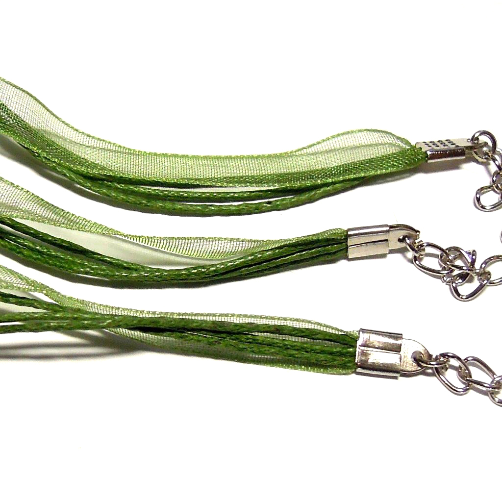 Návleková šňůrka s organzou - khaki