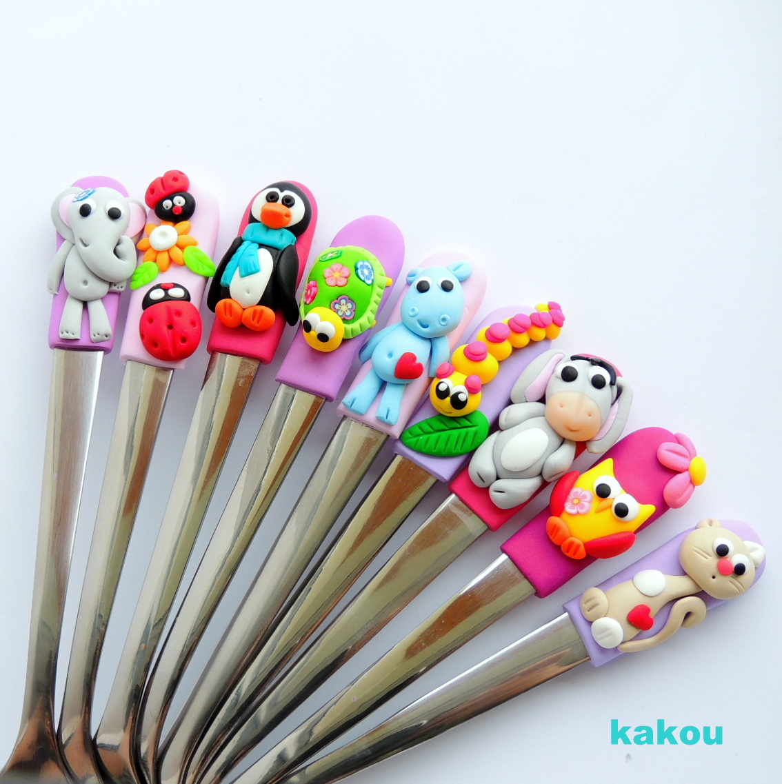 dětská polévková fimo lžička - holčičí