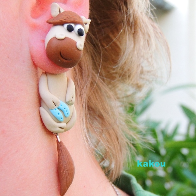 náušnice koníci na přání s ocáskem