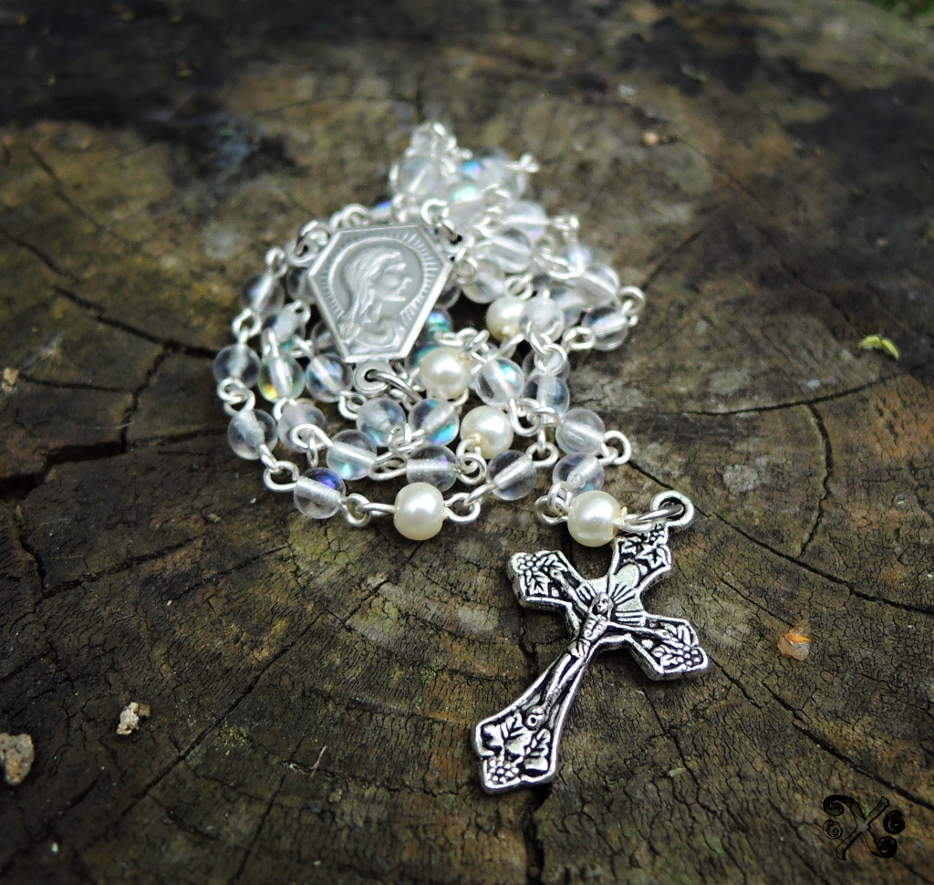 Klasický růženec skleněný, s perličkami