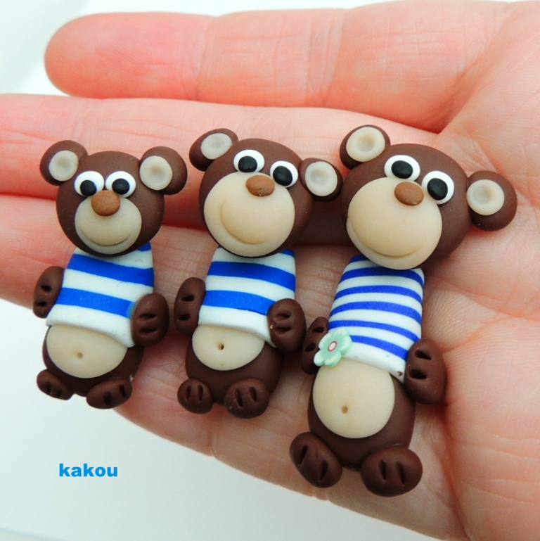 náušnice skrz ucho - medvídci malinká verze