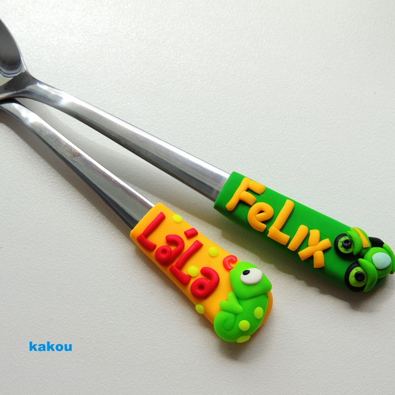 polévková fimo lžička se jménem a motivem