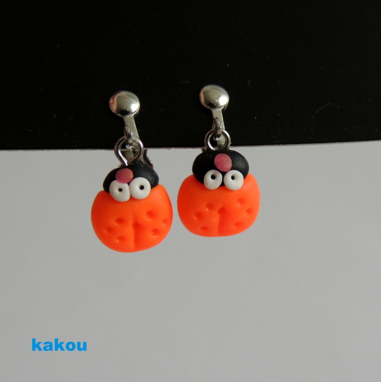 náušnice -  klipsny beruškové