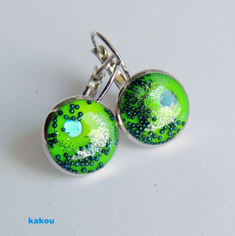náušnice - třpytivé zelené