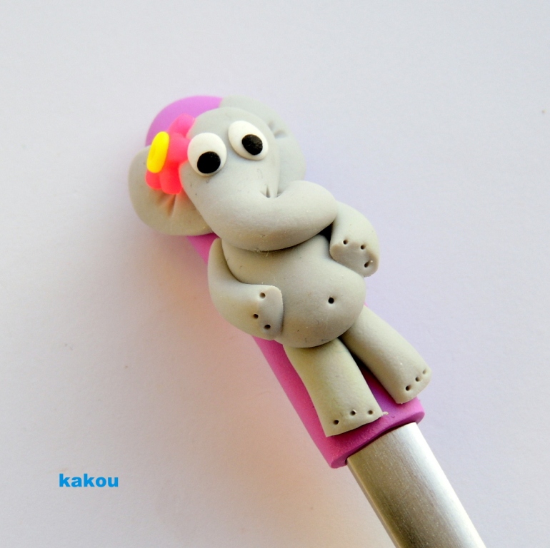 koktejlová fimo lžička na přání se sloní slečnou