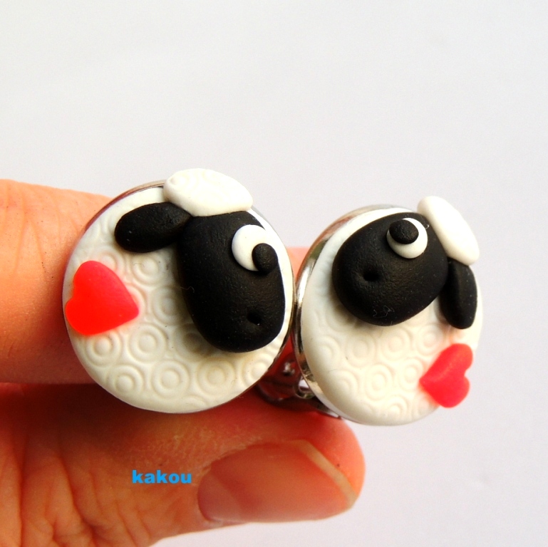 náušnice -  klipsny ovečkové