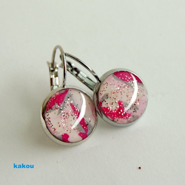 náušnice - camo pink