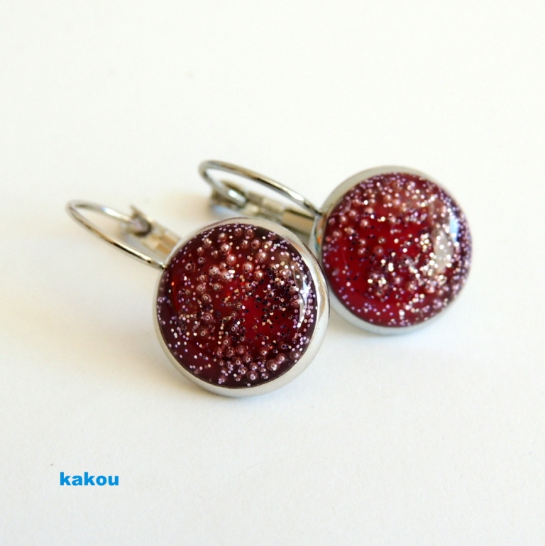 náušnice bordo - visací