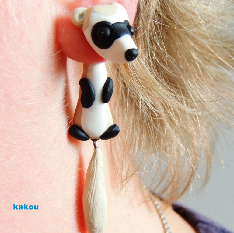 náušnice skrz ucho - fretka