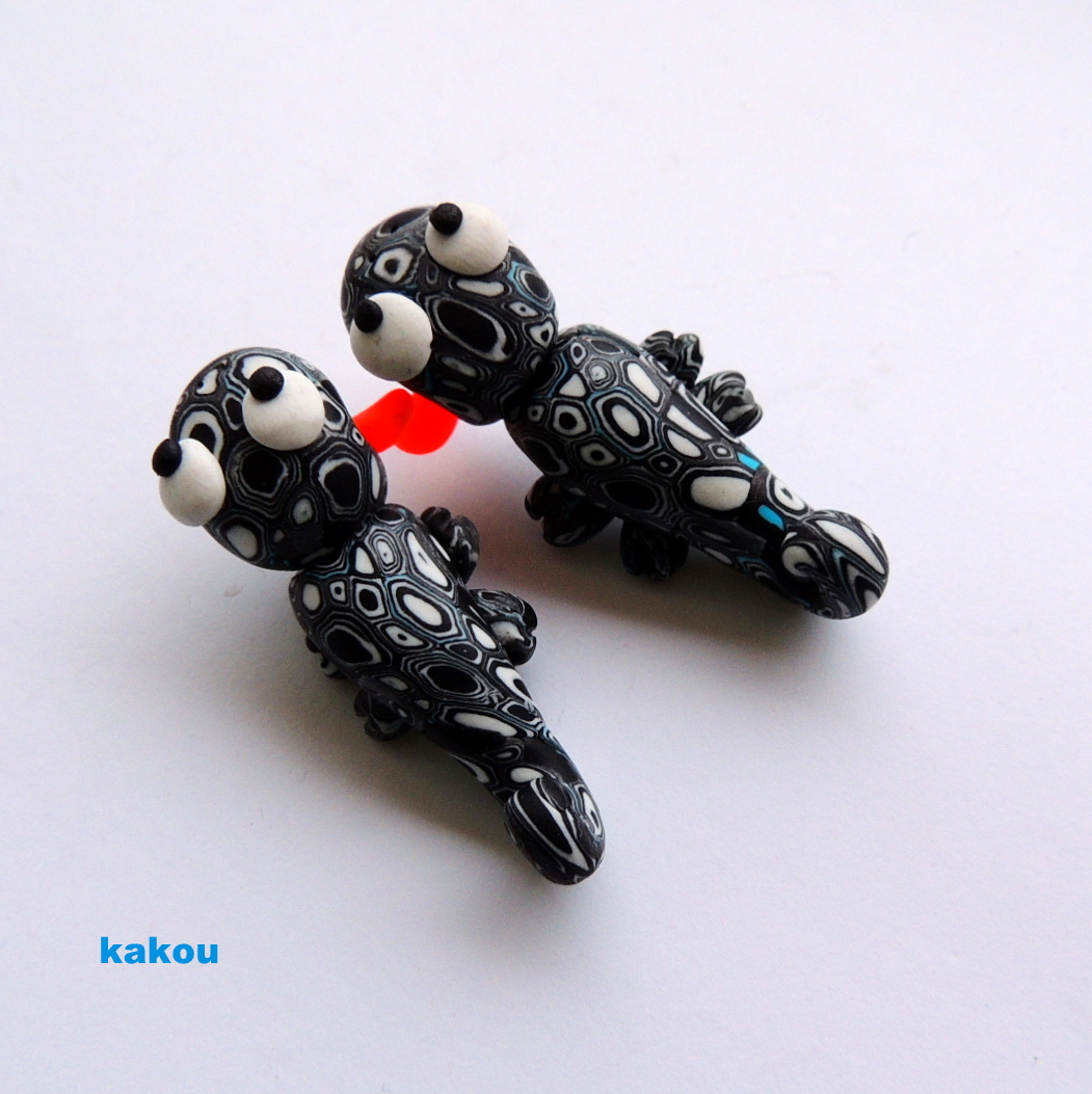 náušnice zakousnutí chameleoni retro