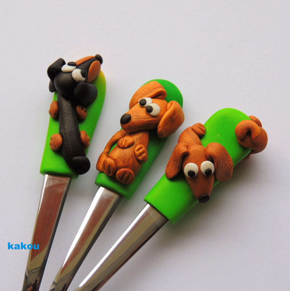 koktejlová fimo lžička - jezevčíci