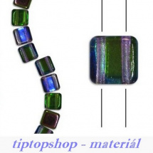 Dvoudírkové čtverečky krystal/magic fialovo-zelený pokov (10ks)