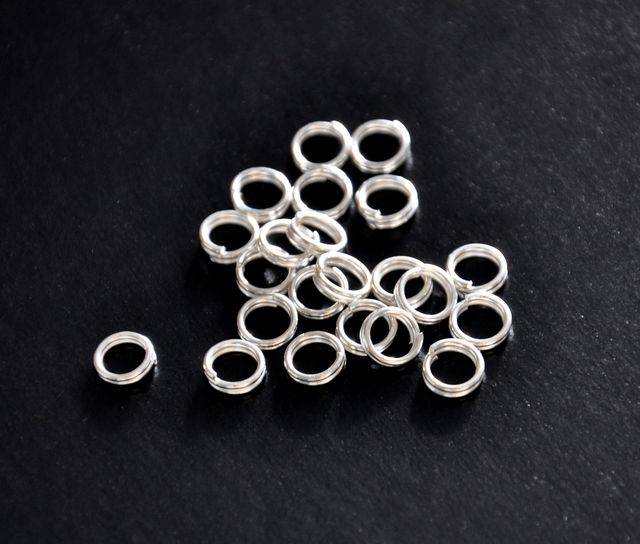 Dvojitý kroužek 6 mm - 20 ks - stříbrný