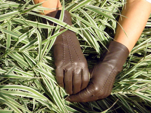 Hnědé kožené rukavice s hedvábnou podšívkou II.jakost