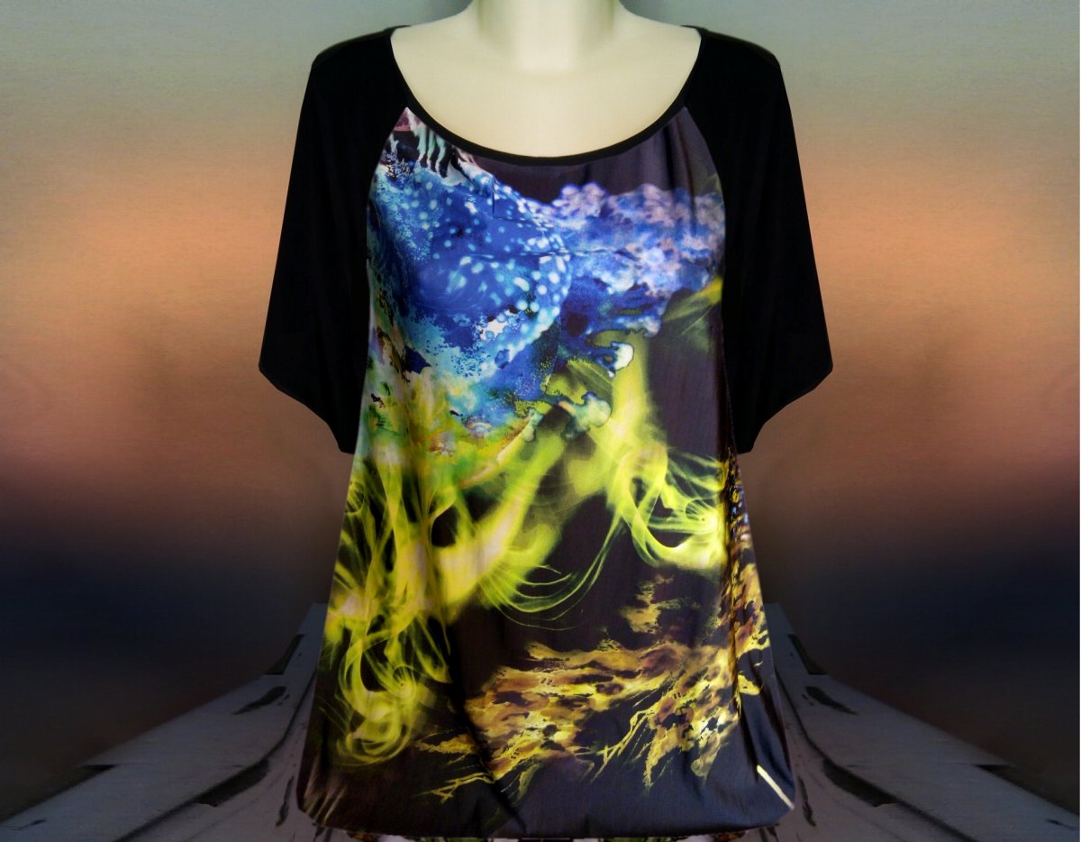 Tričko modrý abstraktní vzor