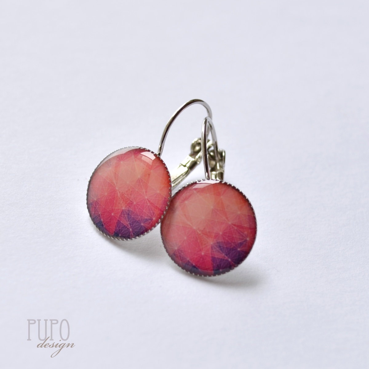 Růžovo-fialové závěsné naušničky